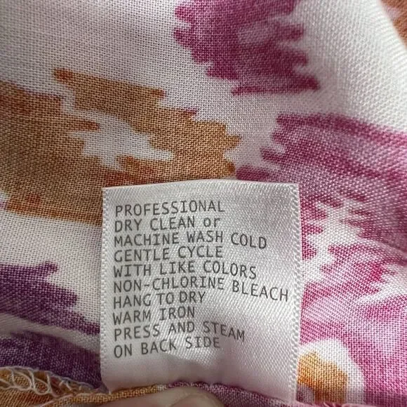 Christian Siriano V Neck High Low Tunic Top Pink Orange Long Tie Sleeves - Picture 9 of 9